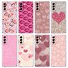 Gold Pink Rose Glitter Hearts Clear Phone Case For Samsung Galaxy S23 S22 5G S20 Ultra S21 FE 5G S10E S9 S8 S10 Plus Soft Cover