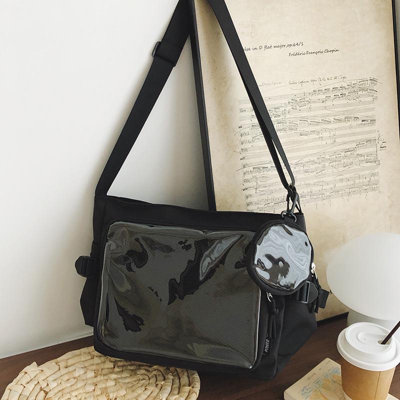 New Preppy Style Girl Cute Kawaii Ulzzang Ita Bag Y2K Large Capacity Fashion Jk Uniform Shoulder Bag With Small Badge Bag