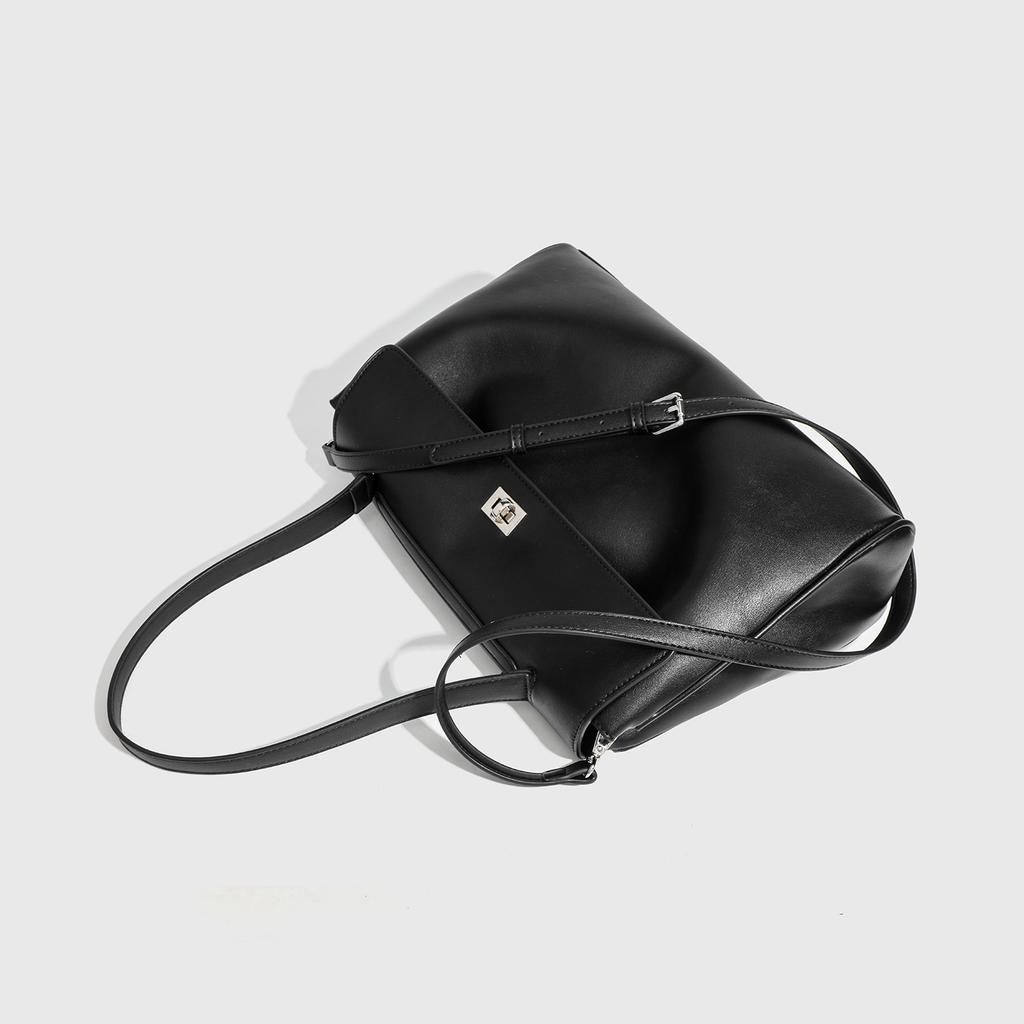 College-style Daily Tote Bag, Soft Leather Underarm Crossbody Handbag, High-end Commuting Bag