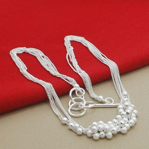 2026 Silver-plated Six-wire Sand Bead Necklace Korean Version Necklace 45CM белый