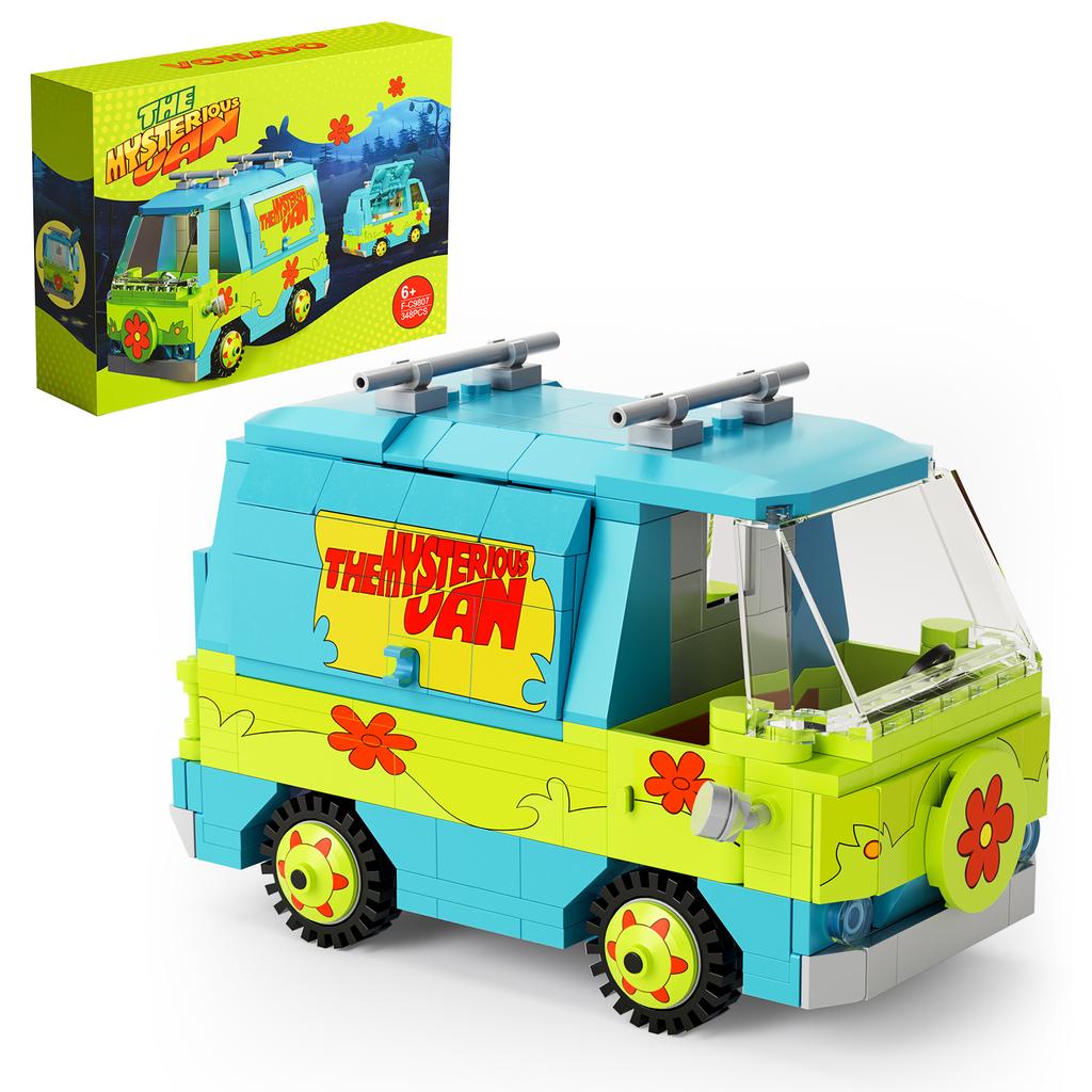 320PCS Mysteriöses Maschinen-Automodell-Bauset Bausteine Film Scooed Doo Kastenwagen Cartoon-Fahrzeug Ziegel Spielzeug für Kinder Geschenke