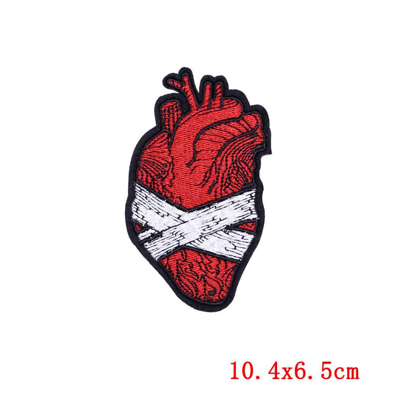 Punk Heart Embroidery Patch Iron On Patches For Clothing Thermoadhesive Patches On Clothes Waves Applique/Patches On Clothes