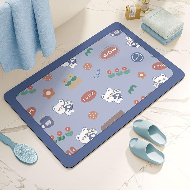 Small Fresh Diatom Mud Soft Ground Paving Anti-Skid Pad Anti-Drop Floor Sticker Small Size Bathroom Absorbent Floor Mat Foot Pad