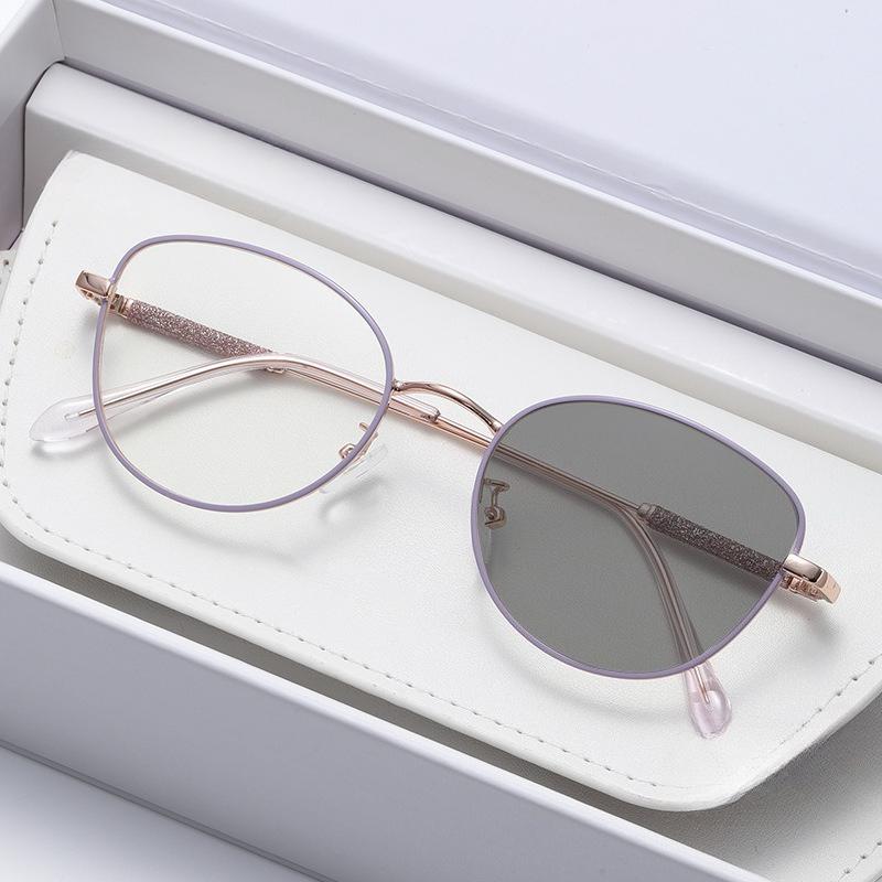 Fashion Photochromic Myopia Glasses 0 To -4.0 Retro Optical Frames Women Outdoor Color Changing Prescription Lenses Sunglasses