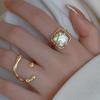 European & American Metal Texture Ring Set: Smooth, Exaggerated Geometric Open Rings for Women