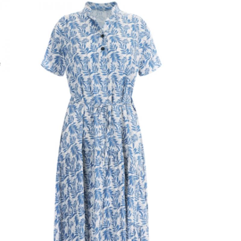 Shop Women Collar Half Open One Mile Short Sleeve Long Dress Pic Wdr 11938