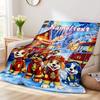 Custom Name Text Firefighter Dog Digital Print Flannel Blanket, Soft Warm Throw For Sofa Bed Travel Camping Office Armchair