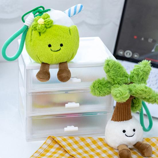 Niedlicher Fruchtsaft Plüsch Schlüsselanhänger Sommer Tropisches Thema Kokosnuss Zitrone Tasche