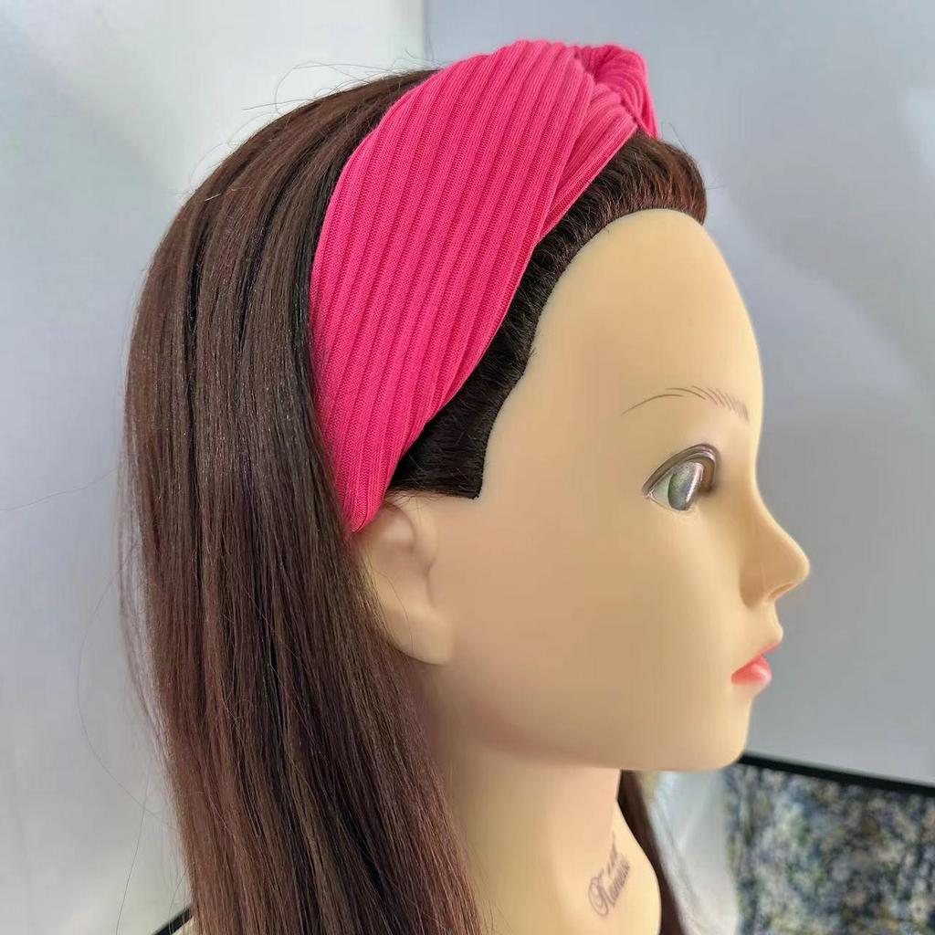 Strick-Stirnband im koreanischen Stil mit Überkreuz-Design für Damen - Elastischer Haarreif zum Gesichtwaschen, für Yoga und Sport.