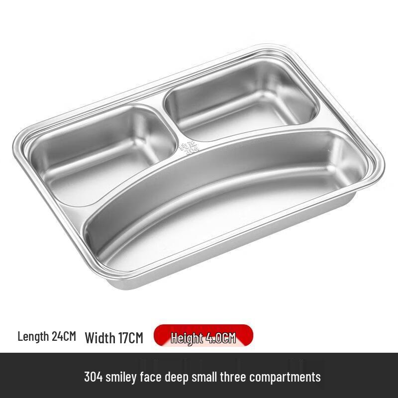 JingJingRS Stainless Steel 3-Compartment Divided Meal Tray