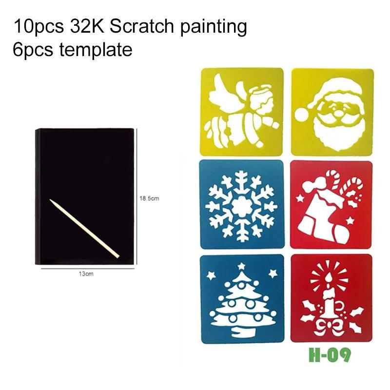 10 SZTUK Magiczny Kolor Tęczowy Papier Rysunkowy Scratch Art Karta 32k z Pustym Szablonem do Szkoły Artykuły Plastyczne Narzędzia do Malowania TMZ