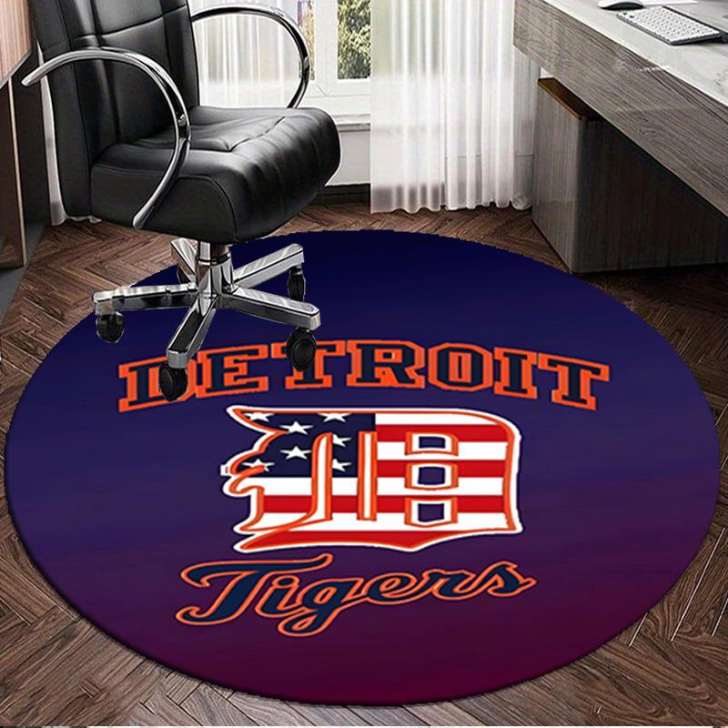 Detroit Tigers Emblem Round Rug for Livingroom,Bedroom, Palyroom, Chair Rug, Area Rug, Circle Carpet, Large Size Fan Christmas Gift