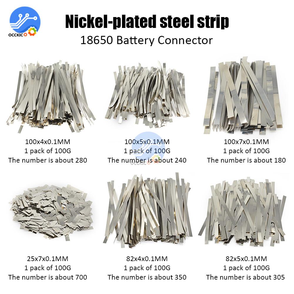 BMS 18650 Li-ion Battery Nickel Sheet Plate Nickel Plated Steel Belt Strip 0.1MM 18650 Cells Connector Welding