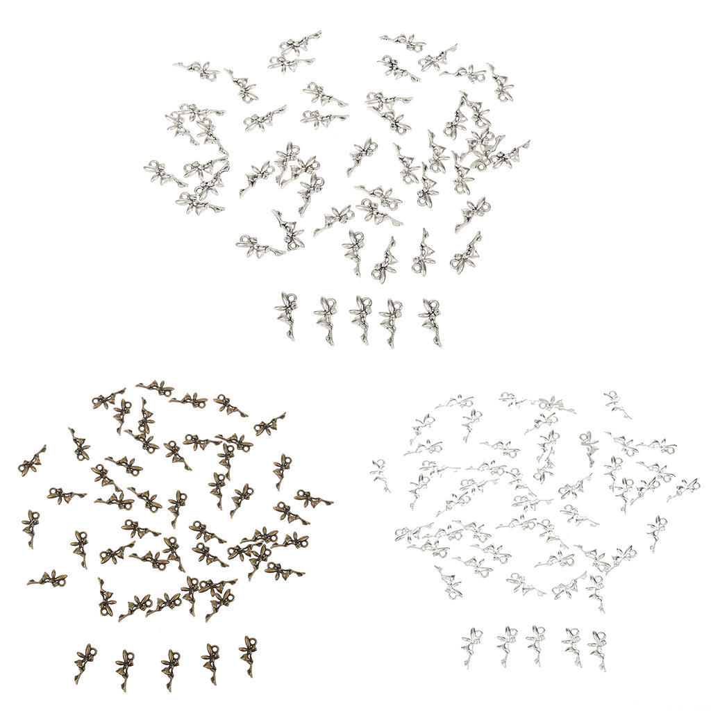 100pcs Angle Fairy Alloy Pendant Charms DIYJewelry Findings Bronze & Sliver