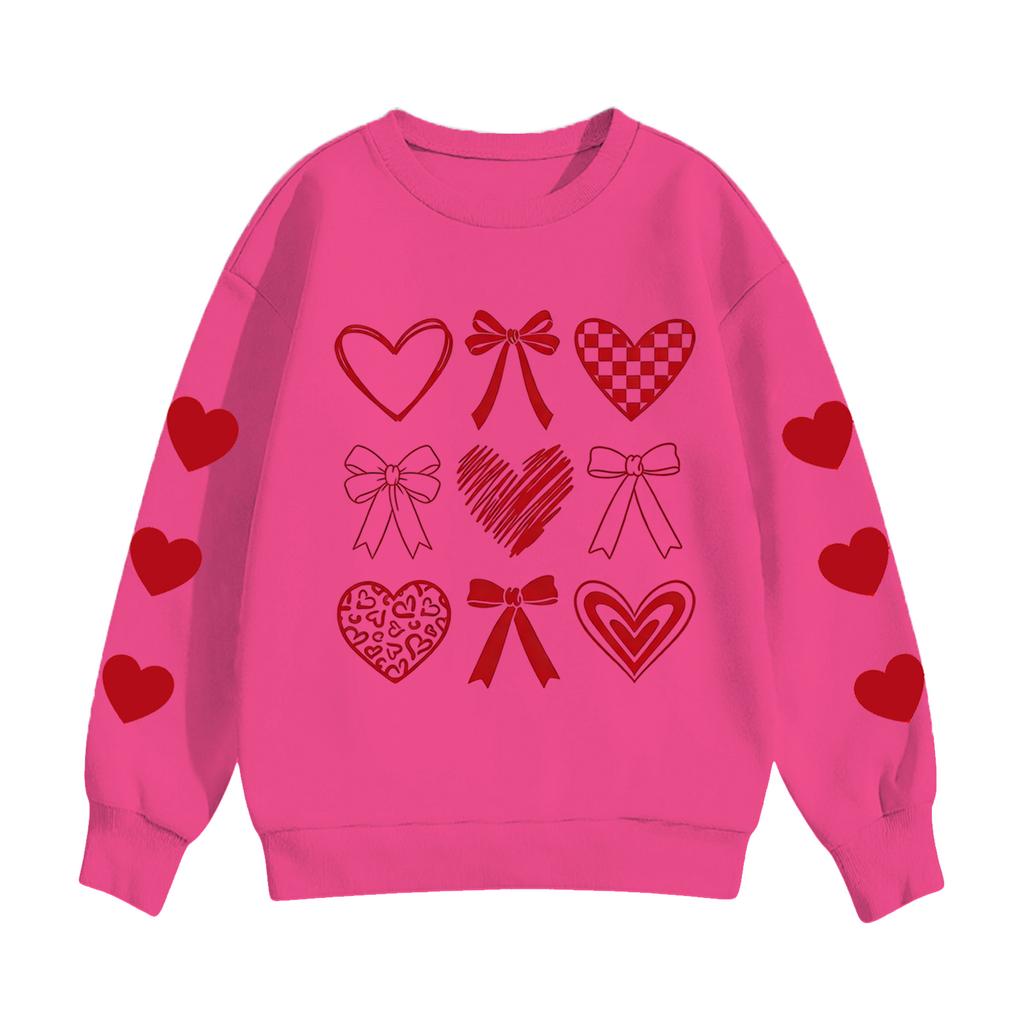 Children's Casual Round Neck Printed Pullover Long-sleeved Hooded Sweatshirt Top