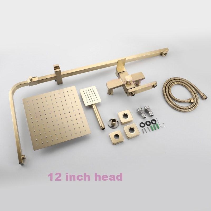 12" Large Shower Head Bathroom Stainless Steel Shower Set High Pressure Rain Shower System Rainfall Mixer
