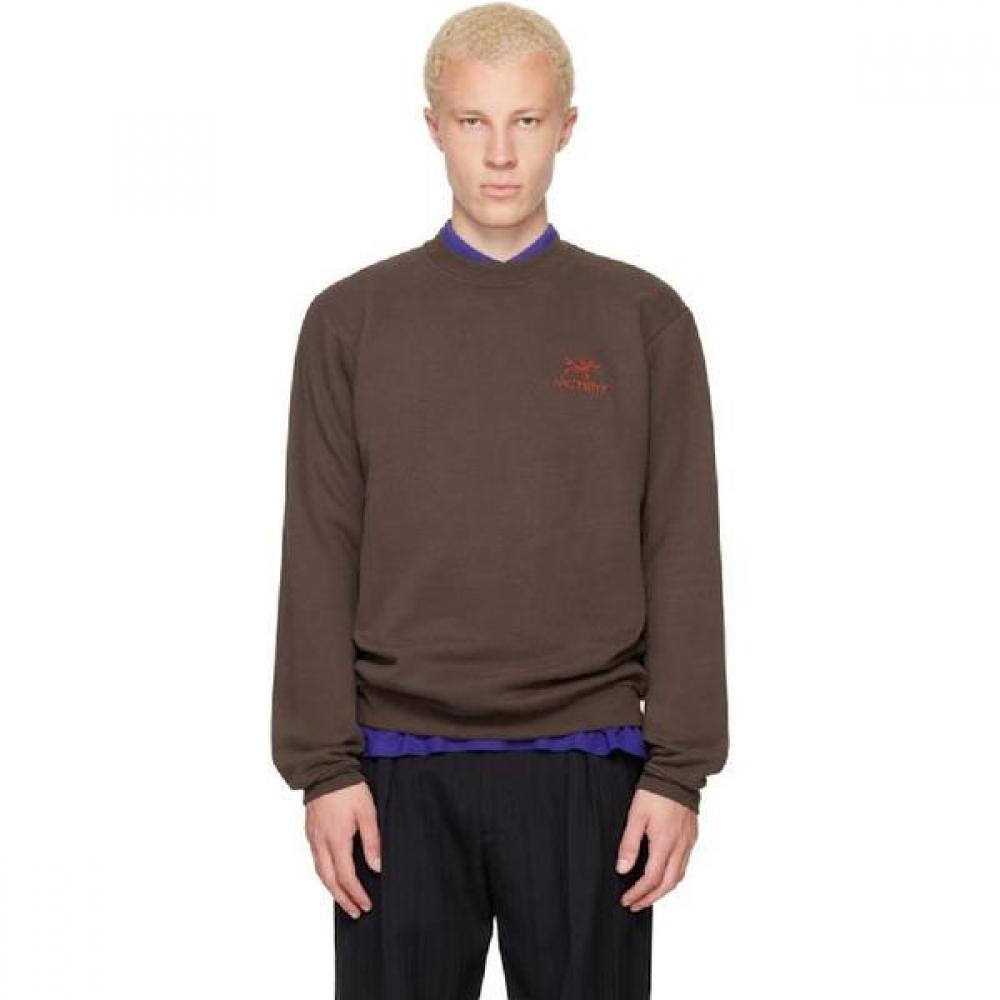 Arcteryx Men Brown Emblem Fleece Crewneck Sweatshirt 261340m20400 S