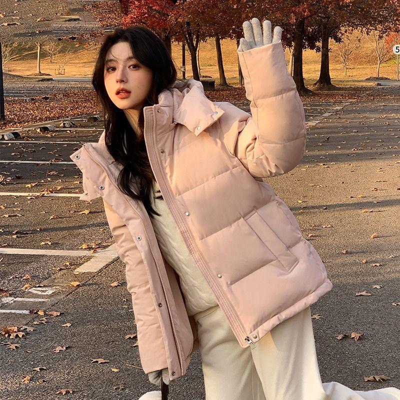 Winter Short Down Jacket Women Loose Fit Thickened Warm Puffer Coat Casual Parka