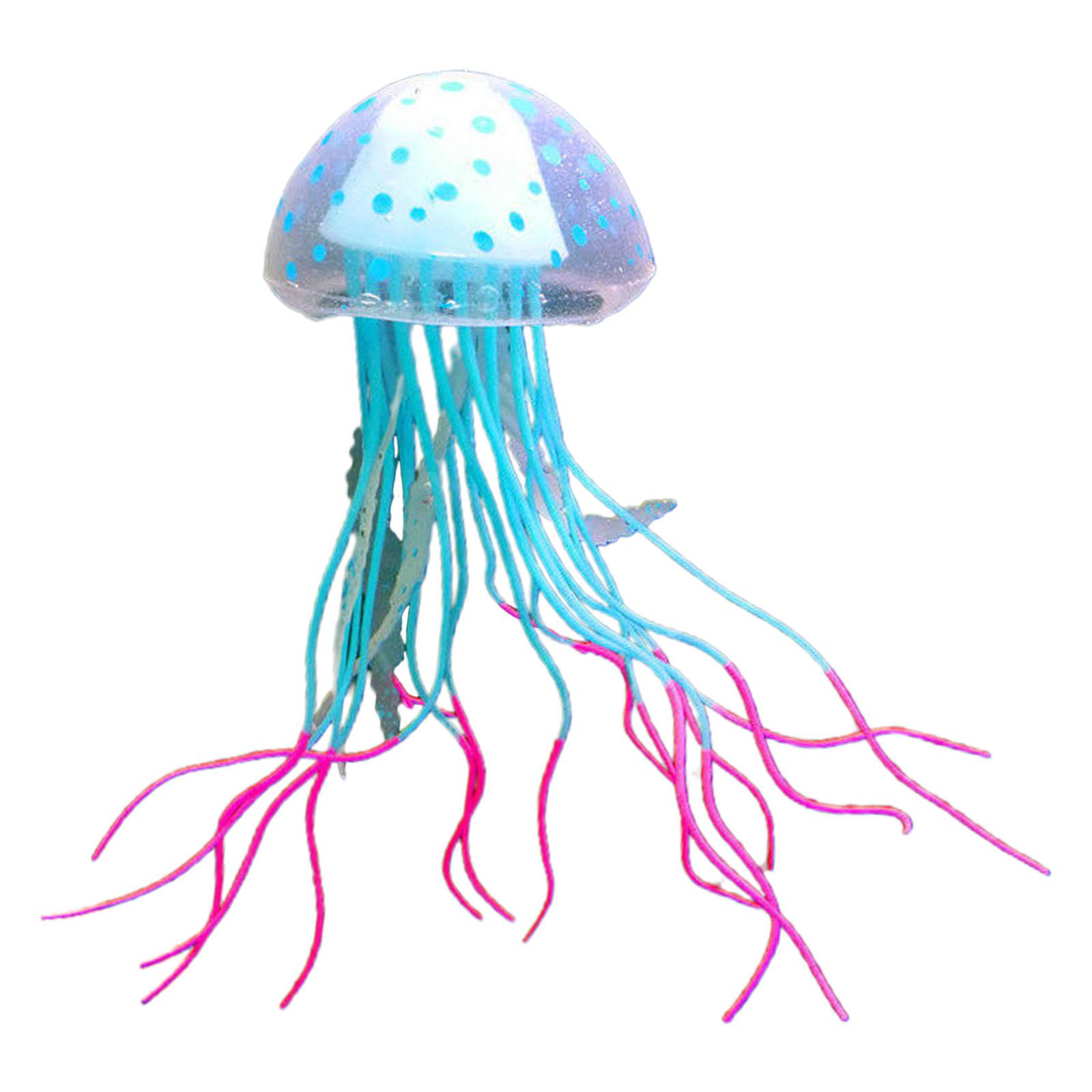 

Силіконова прикраса «Медуза» для акваріумних акваріумів 2,4x5 дюймів. Штучна рухома медуза яскравого кольору синій