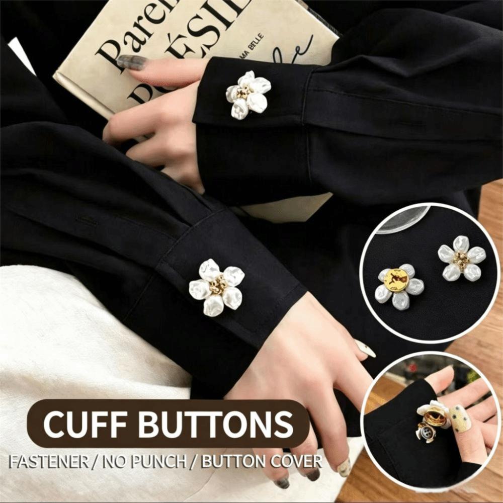 High-quality Floral Rhinestone Collar Buttons Floral Flower Decorative Shirt Buttons Diy Clothes