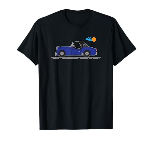 8-bit Cartoon Triumph TR3 TR 3 British Blue Sports Car Automobile T-Shirt