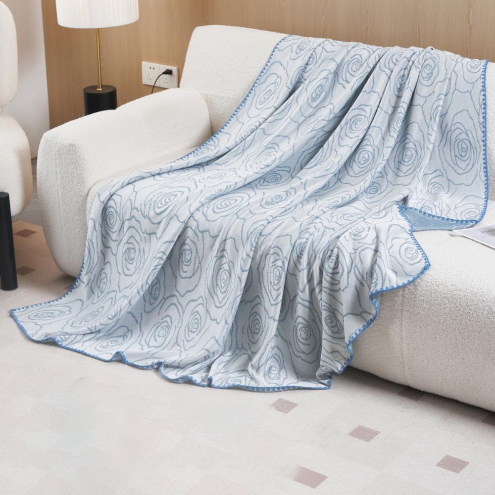 Double Side Flower Pattern Cool Feeling Summer Blanket Thin Breathable Summer Quilt Smooth Texture Skin-friendly Nap Blanket