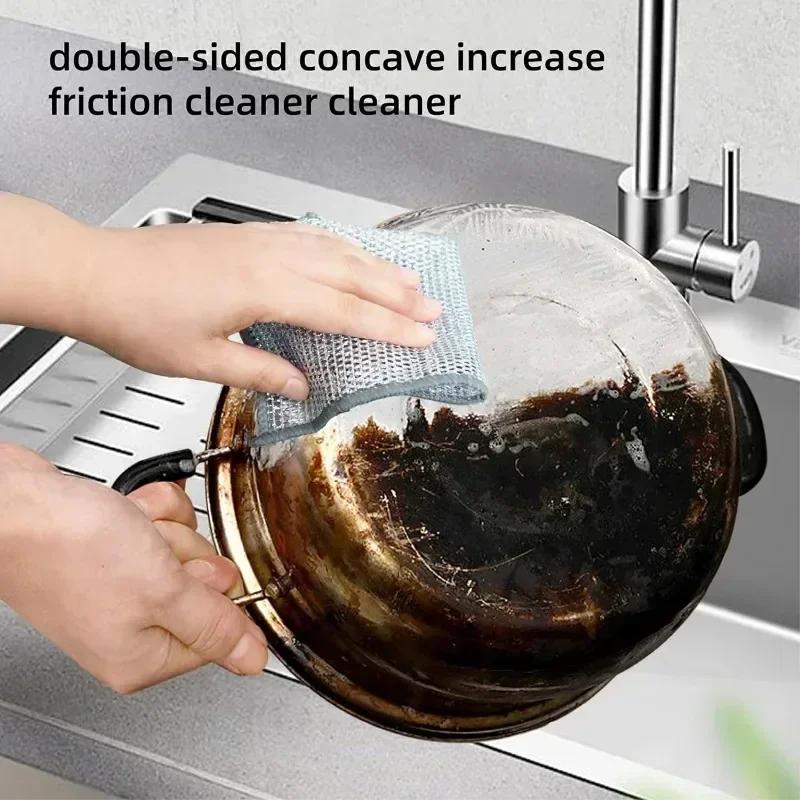 1PCS Steel Wire Rags Cloth Home Kitchen Pot Dishwashing Dishcloth Cleaning Cloths Towel Scrubber Rag