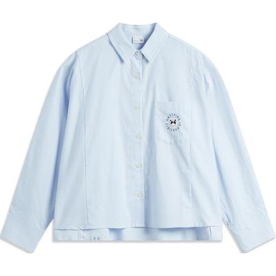 Gestreifte Hemd mit Knopfleiste und Kragen Langarm Damenhemden Off-White Neu-Aurora-Blau ASHU548-3