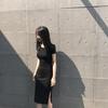 Korean Style Sexy Mid-Length Slit Backless Dress - Polyester Fiber
