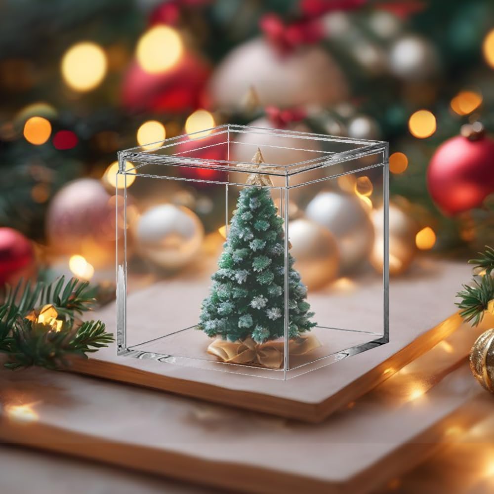 Acrylic Storage Box Set of 8 Clear Waterproof Display Cases with Lids for Jewelry, Figurines, Candy, Cosmetics, Beads