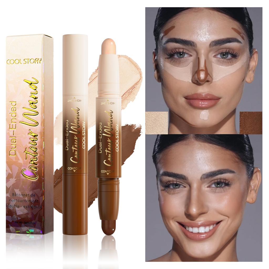 Double-head Highlight Shadow Stick Face Bronzer Contouring Pen Foundation Cream Concealer Makeup Base Beauty Women's Cosmetics