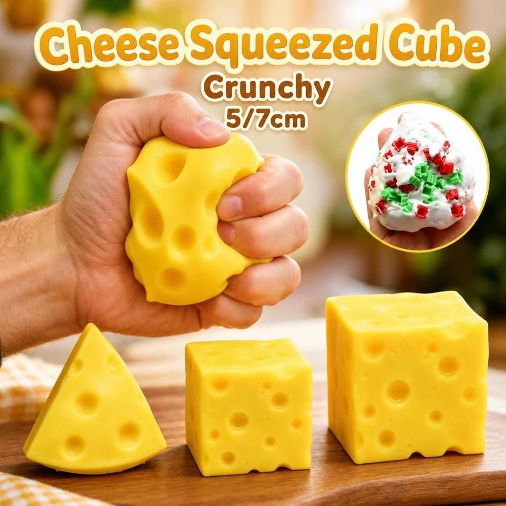 5/7cm Cheese Squeezed Cube Sound Effects TPR Fidget Toy Cheese Stress Ball  Children's Gifts