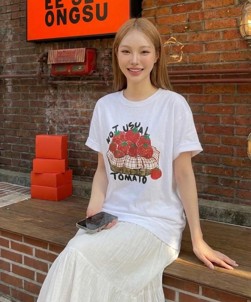 Nasyujeueol Tomato Basket Oversized Short Sleeve T-Shirt 4 Colors
