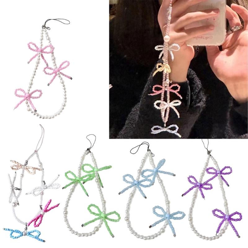 Bunter Schlüsselanhänger Handgefertigt Perlenbesetzter Schmetterling Handykette Einzigartiger und Stilvoller Schleifen-Schlüsselanhänger Geldbörse Kamera Dekoration