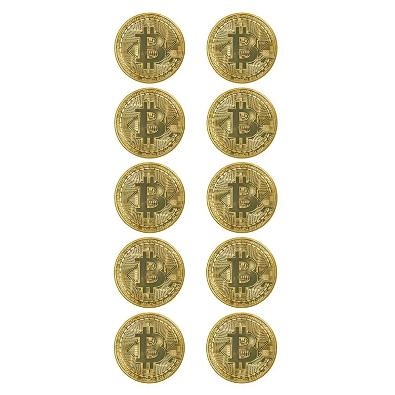 1 stk/10 stk Guldbelagt Bitcoin Mønt Btc Mønt Souvenir Kunst Juledekoration Eller Erhverv