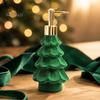 Cute Holiday Bathroom Accessories Christmas Tree Soap Dispenser, Flocking Effect Refillable Lotion Flocked Decor for Sink Pump Bottle, Reusable