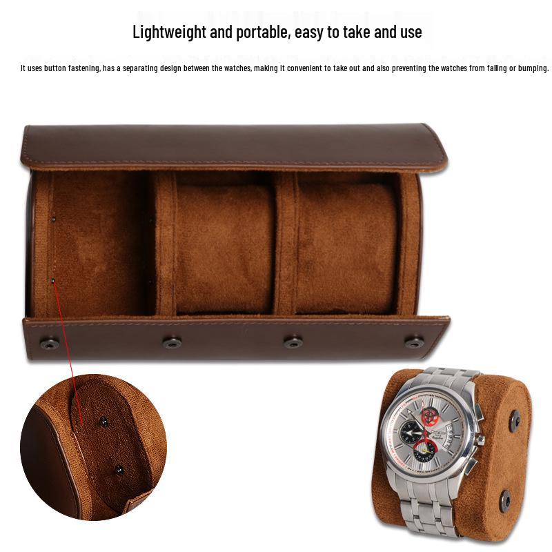 Stock Disponible Bolsa de Viaje Impermeable para Relojes de Cuero – Antiarañazos, Resistente al Desgaste, Almacenamiento Portátil para Relojes Mecánicos