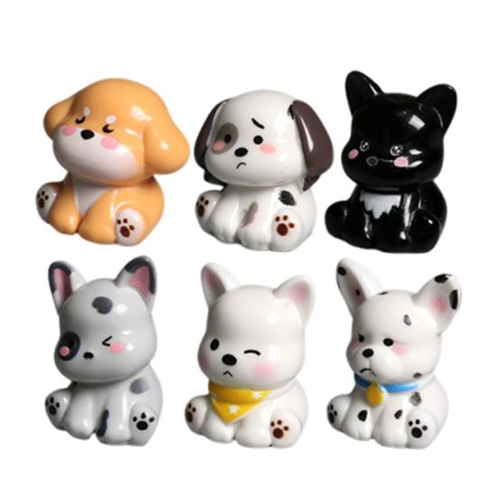 2 Pcs Mini Dog Figurines, Tiny Resin Puppy Figures, Cute Miniature Animal Statues for Desktop, Car Decoration, Micro Landscape, Dollhouse Accessory