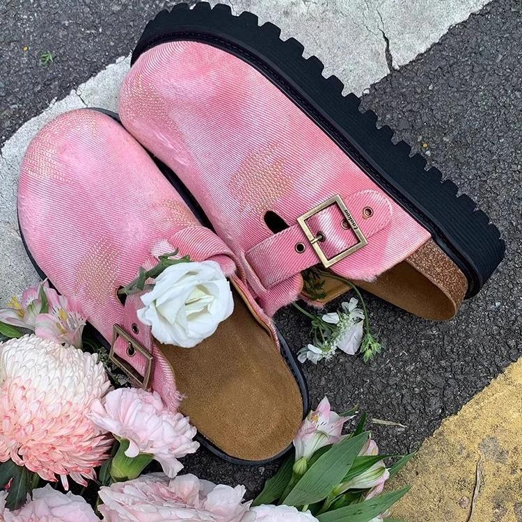 Retro and old baotou one-pedal slippers women's 2024 summer new denim upper soft sole fashion slippers