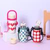 Cute Stainless Steel Insulated Water Bottle With Portable Handle Adjustable Strap For School Outdoor Activities Daily Use