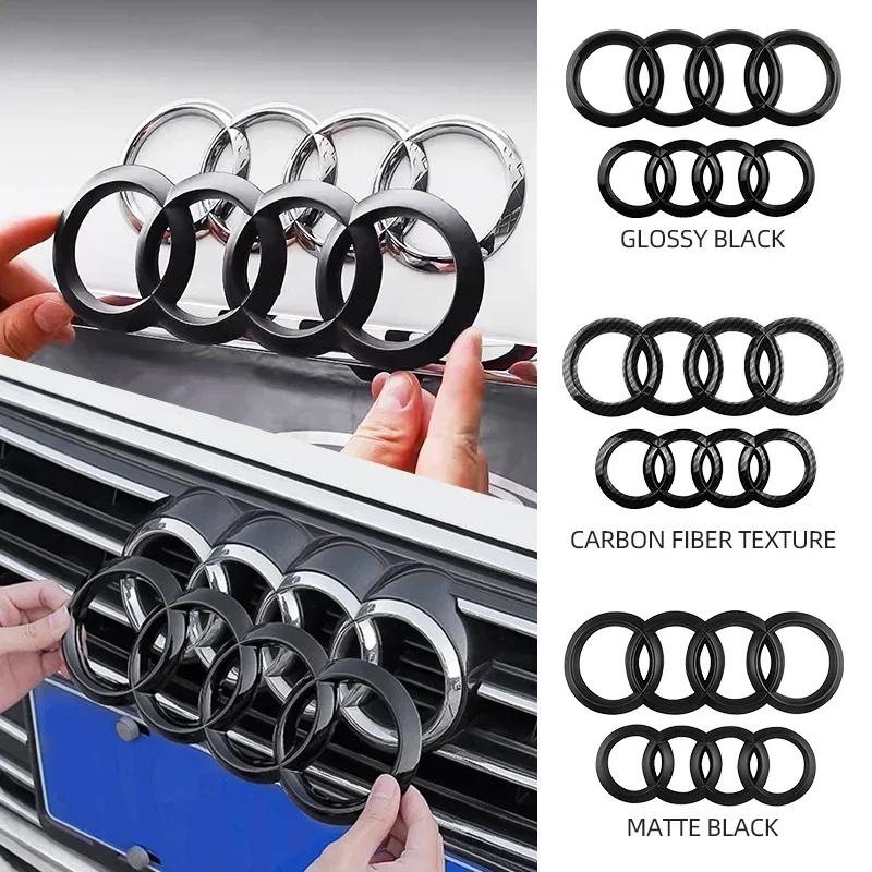 ABS Four Ring Car Logo Cover Front Grille Badge Rear Trunk Emblem Decal For tt A3 A4 A5 A6 A7 A8 Q3 Q5 Q7 Q8 Car Accessories