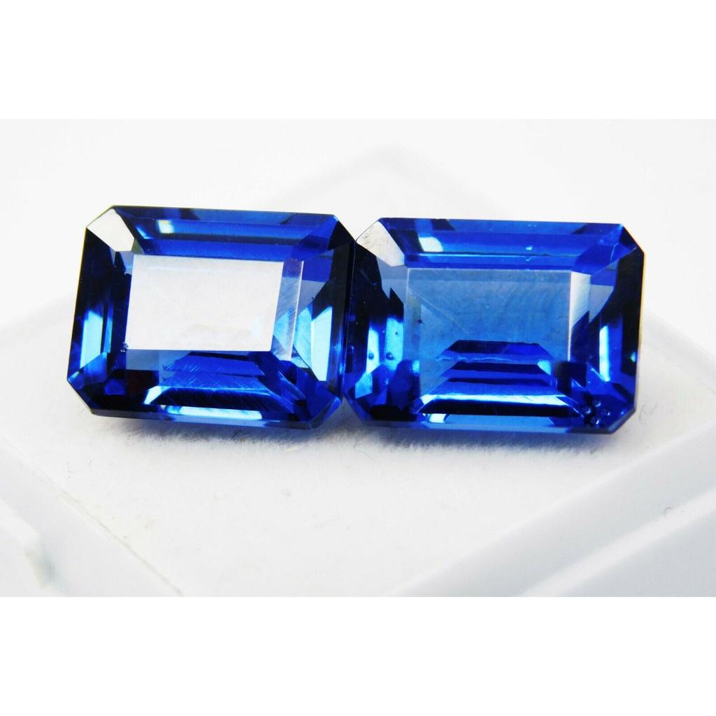 Natural Blue Tanzanite Loose Gemstone 8 To 10 Ct Each Emerald Cut Pair for Jewelry Making and Crafts