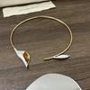 Simple And Light Luxury Temperament Cold Style Metal Leaf Flower Necklace Fashionable Personality Clavicle Chain Open Collar