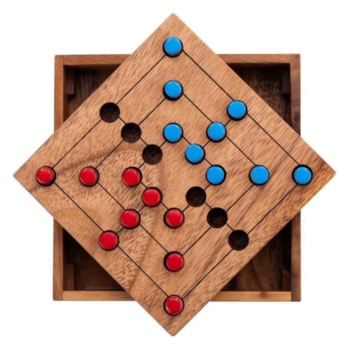 Jeu du Moulin en Bois - Marelle Nine Men Morris - Jeu de Société 2 Joueurs - Coffret Compact Voyage - Dès 6 Ans
