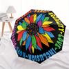 1pc Kindness Equality Automatic Folding Umbrella, 8-Rib Sturdy Canopy, Portable Travel Umbrella for Outdoor Use