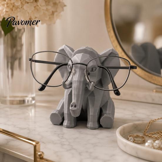 Decorative Eyeglass Holder Elephant Shape Glasses Holder, 3D Printed Geometric Display Artistic Home Ornament Organizer, Desktop for Office Nightstand