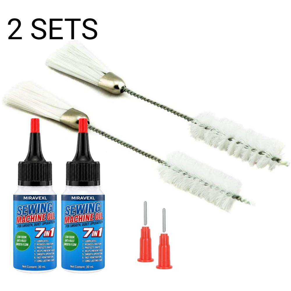 Kit di Olio e Pulizia per Macchine da Cucire, Lubrificante Minerale Leggero e Fine con Applicatore a Punta d'Ago e Spazzola a Doppia Estremità per Uso Domestico e Industriale