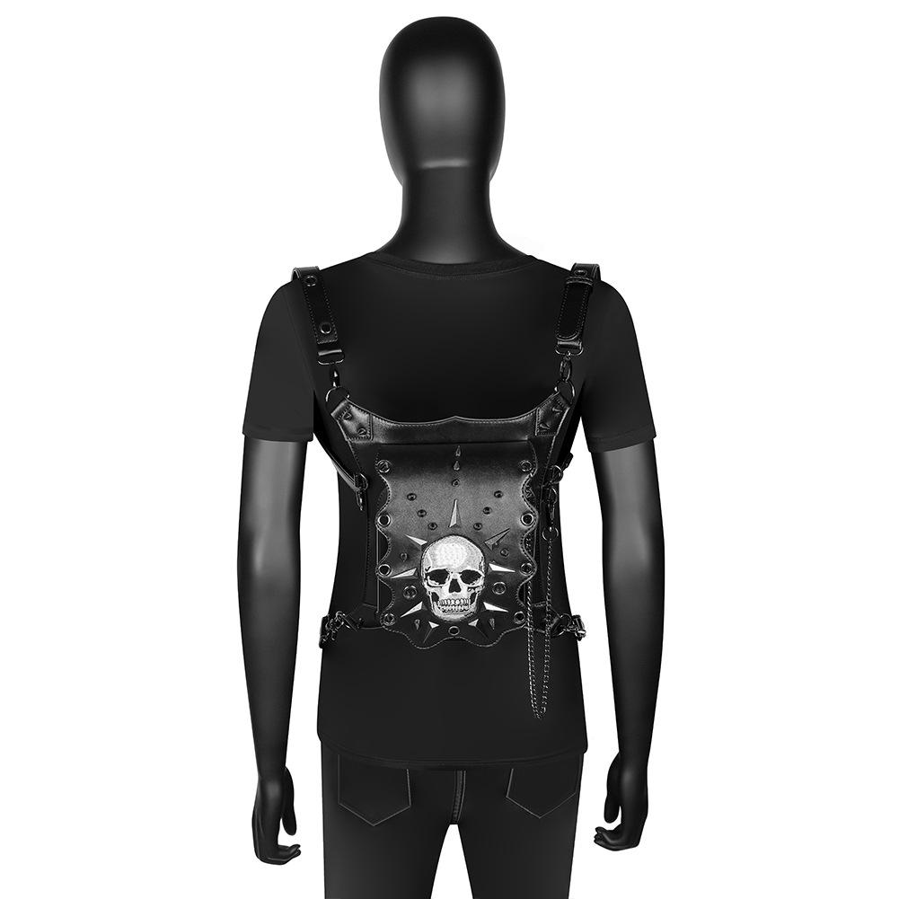 Halloween Punk Skeleton PU Outdoor Waist Bag for Women Multi-back Method Skull Chain Travel Bag New