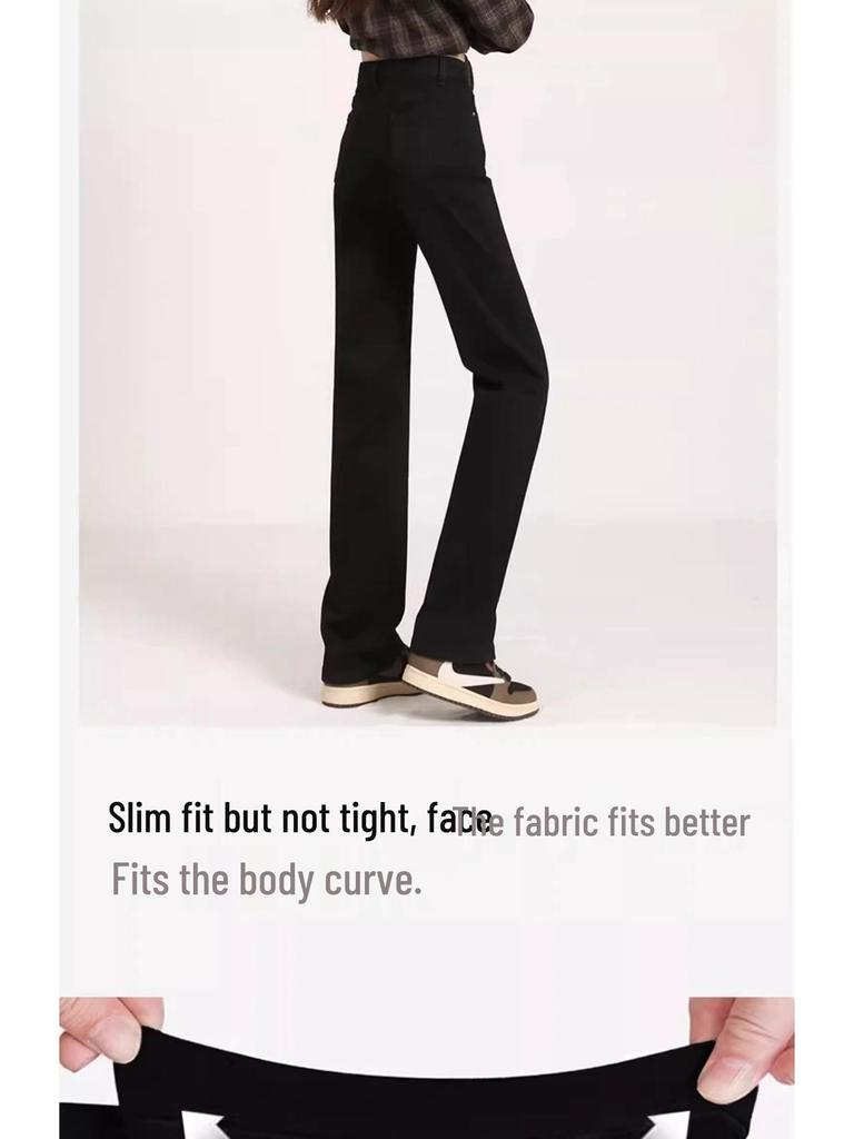 Autumn 2025 Women's High-Waisted Slimming Straight-Leg Black Jeans