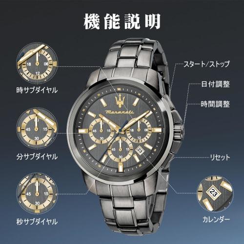 Maserati Men's Successo Series Chronograph Quartz Watch with Gray Dial, Luminous Dial Hands, 5 ATM Water Resistance, Japanese Movement, Officially Aut